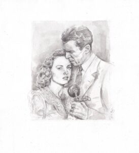 a drawing of a man and woman